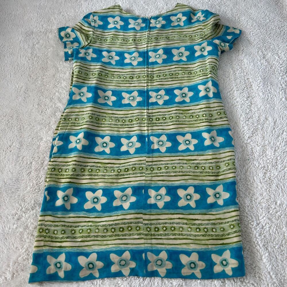 Maggy London Silk Floral Maxi Dress Women 12 Tropical Blu/Yellow Vacation Resort - Picture 2 of 5